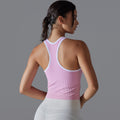 New ribbed knit yoga tank top - sleeveless u-neck, quick-dry, breathable, compression fit for running, sports, and fitness