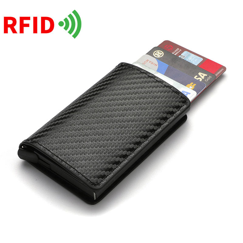 Men's anti-theft brush RFID small card bag, carbon brazing change bag, multi-card elastic card aluminum box, anti-magnetic large-capacity card sleeve