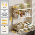 Accessible luxury cream white kitchen daily use bowl rack storage rack countertop for bowls, plates, chopsticks, multifunctional cutting board, dishes storage