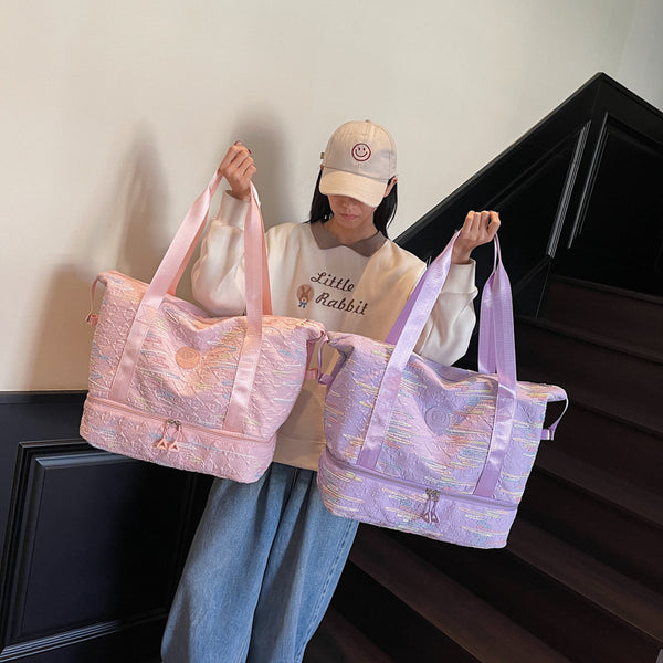 Fashion short-distance, lightweight and large-capacity travel bag, business trip portable clothing storage bag, wet and dry separation women's yoga bag