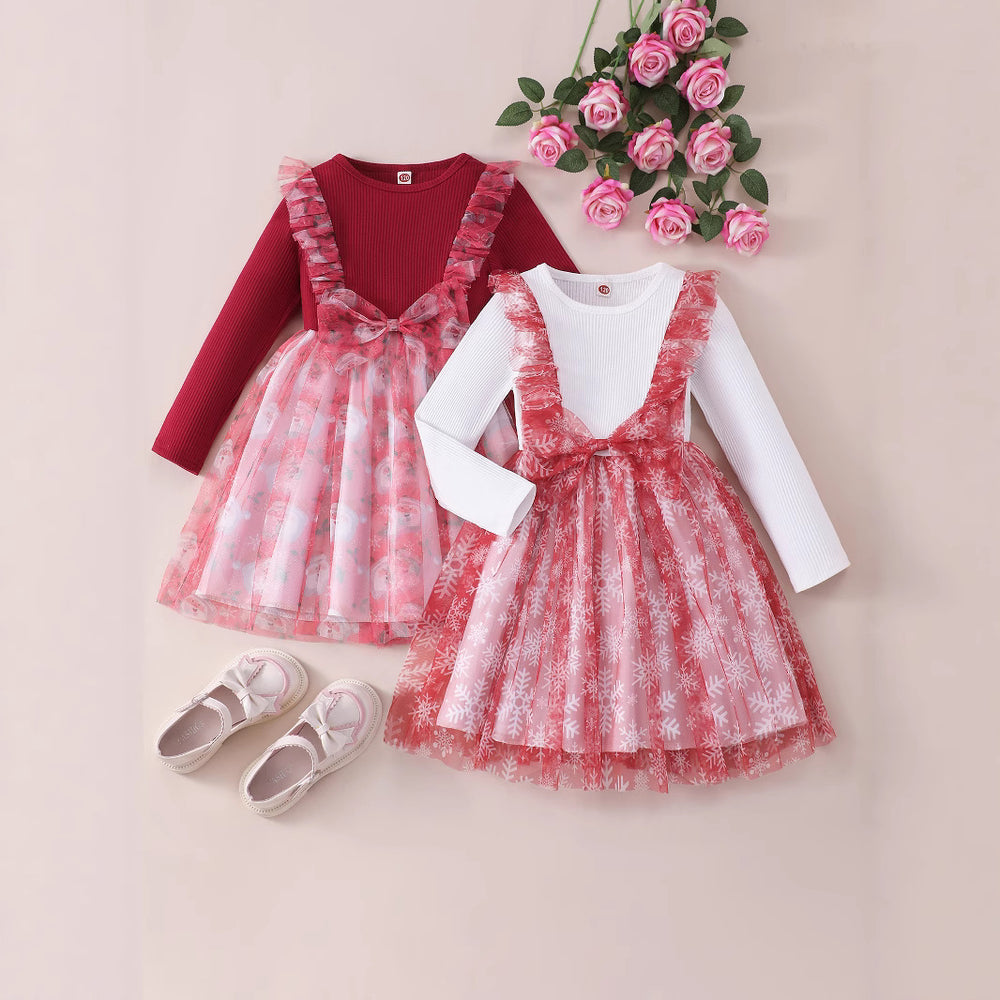 special: kids' mesh bow christmas dress