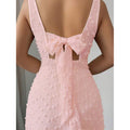 Amazon fashion  summer new arrival square neck sleeveless back bow tie strap sense dress