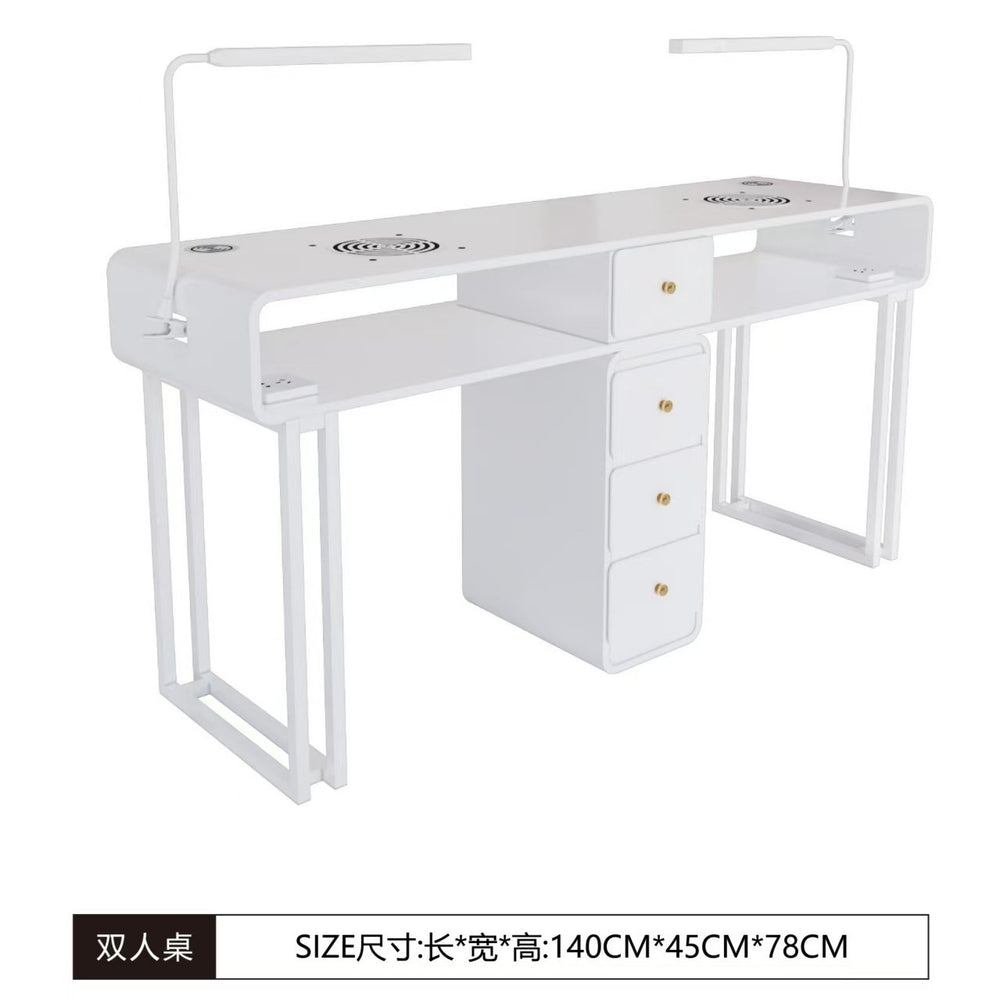 Widened 45cm, same price: iron sheet, baked enamel, odorless, multifunctional nail table - trendy, light luxury, cream-colored nail table