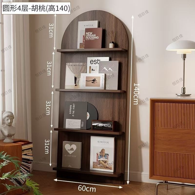 Magazine rack floor-standing storage rack wall-mounted book rack newspaper rack environmental-friendly multi-layer bookshelf medieval style reading bookshelf wood