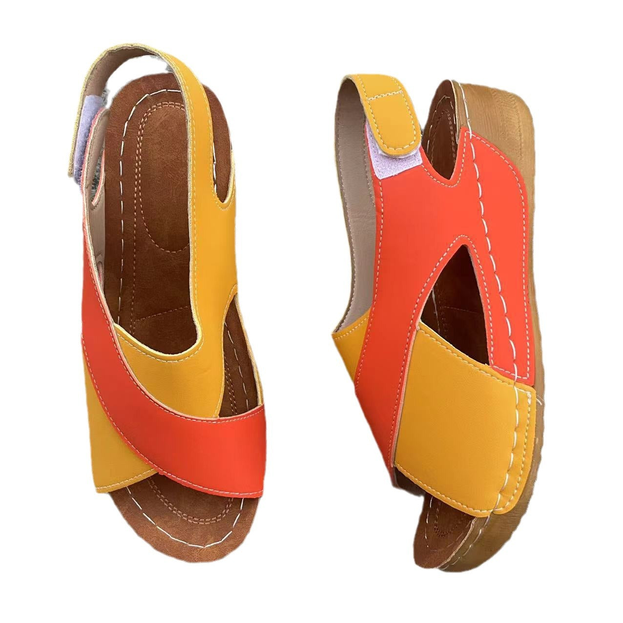 European and American  independent station breathable women's sandals color matching women's shoes 2024 new summer casual beach shoes slippers
