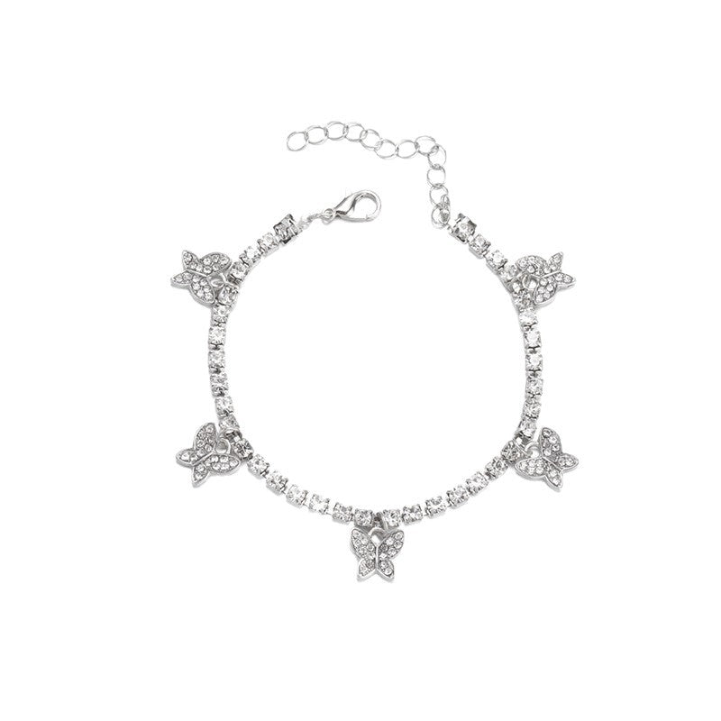 Wholesale high-end women's bracelets for cross-border e-commerce (amazon): autumn/winter alloy butterfly bracelets with diamond accents - premium, light luxury jewelry