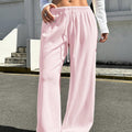 fashion nude pink casual loose pants high waist drawstring drape mop pants thin easiest for match