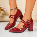 2026 spring new arrival: women's chunky heel high heels - european & american style, pointed toe, lightweight & comfortable, with bow detail