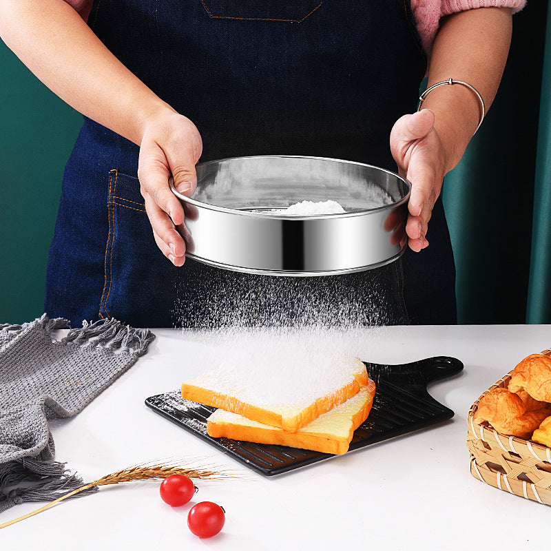 Stainless steel flour sifter grain sieve round sifter 40 mesh 60 mesh ultra-fine handheld baking tool strainer dessert