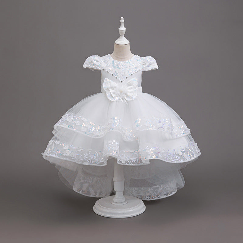 Exportnew arrivalgirl dress kids trailing princess dress mesh puffy performance dress flower girl dress cross-border in stock