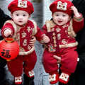 Winter baby outing clothes winter clothes red baby jumpsuit thickened new year kids crawling clothes new year clothes trendy