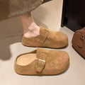 New 2025 chunky heel birkenstock-style women's sandals: trendy, versatile, spring/autumn fashion, retro slip-ons with soft, non-slip soles and semi-covered toe