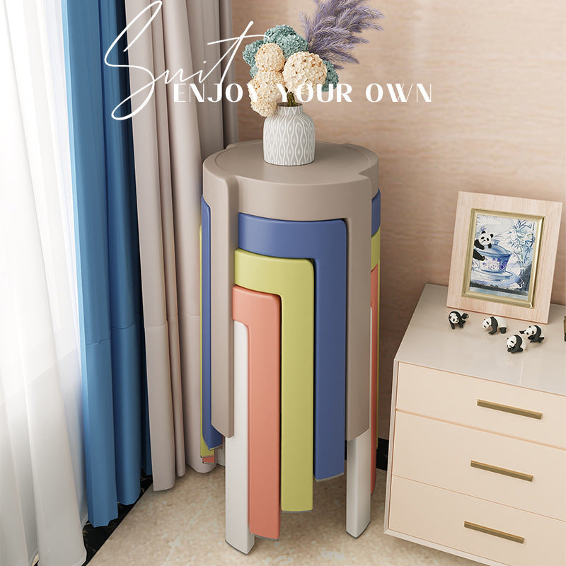 Popular plastic stool for home stackable thickened high stool windmill round plastic stool casual restaurant spare dining table and chairs