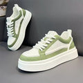 Men's winter breathable trendy versatile casual white skate shoes - youth anti-slip athletic platform sneakers - height increasing white shoes
