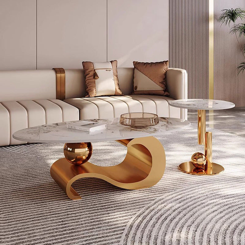 Amazon accessible luxury coffee table living room classy countertop glass round table coffee table for home iron art large and small round coffee table