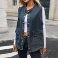 Fashion cross-border foreign trade  new arrival washed casualeasiest for matchslimming lookloose denim outweartops women's fashion