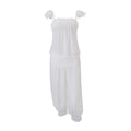 european and american women's clothing  summer new french chic flutter sleeve see-through top and high-waisted lantern pants set