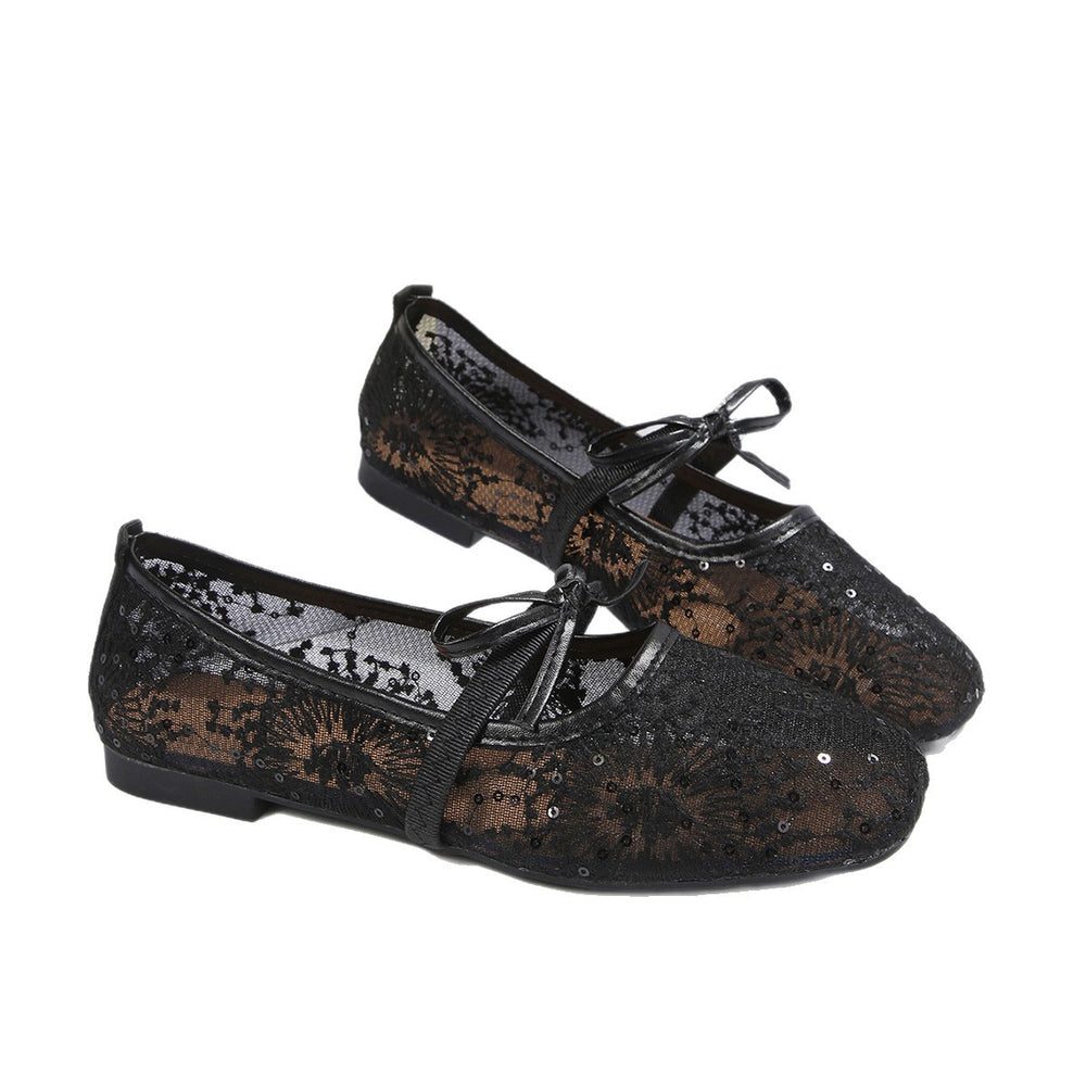 Breathable mesh mary janes - women's flat shoes, spring/summer , new bow detail, low-cut, fairy style