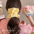 Summer sweet and gentle light blue oversized four-layer ruffle trim scrunchie - 2025 new hair accessory