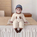 Baby romper - fleece lined, warm outerwear for newborns, cartoon design, autumn/winter