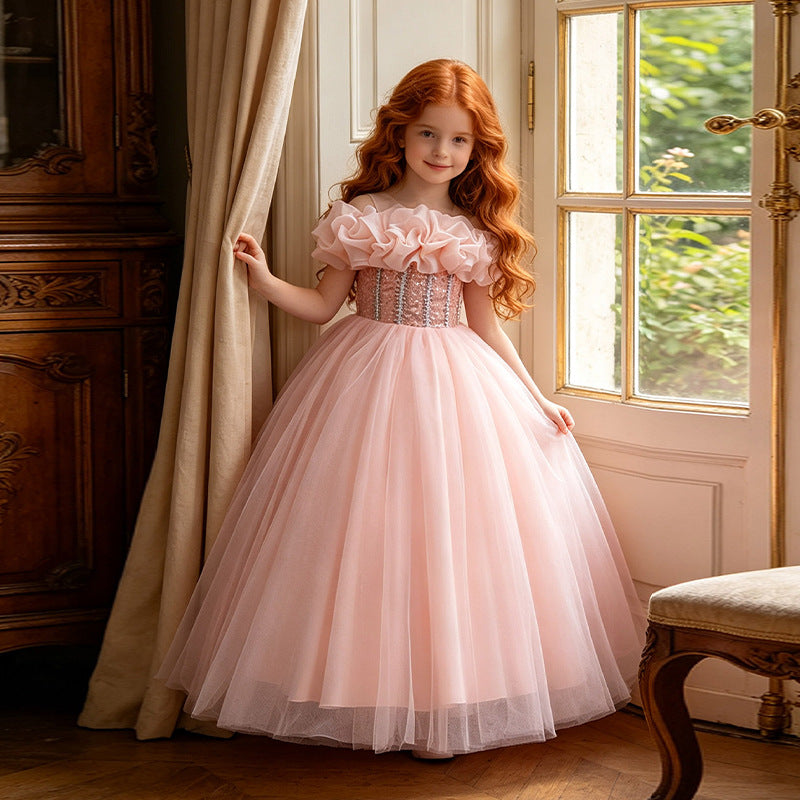 fashion stylegirl dress ankle-length party birthday princess dress for banquet clothing tutu skirt in stock