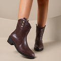 autum medium heel pointed toe thick sole short boots women's large size 40-43 foreign trade cross-border women's boots martin boots retro ankle