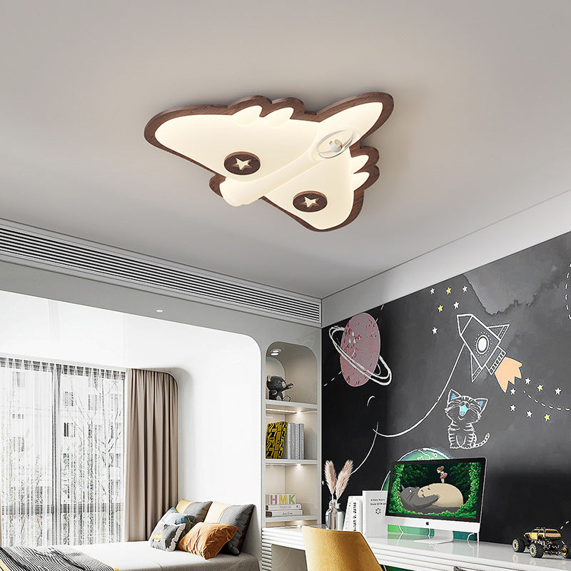 Walnut ceiling light cream antique children's room light creative modeling intelligent lighting warm bedroom light