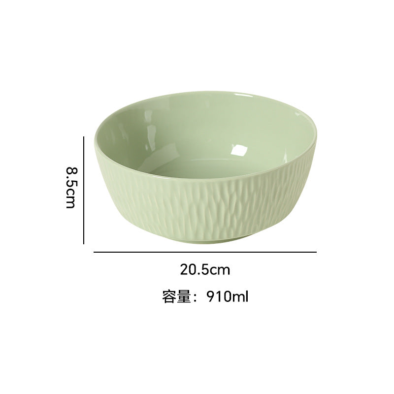 Minimalist nordic solid color fufu ceramic bowl, plate, and dish set - household rice bowl, fish plate, soup plate, and striped plate