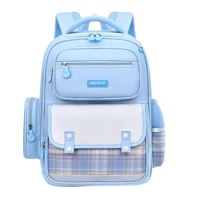 New plaid primary school bag girls 1-3-6 grade backpack girls super light wholesale large capacity