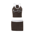 European and american style women's summer  new collection: letter print spicy girl crop top and bodycon mini skirt set
