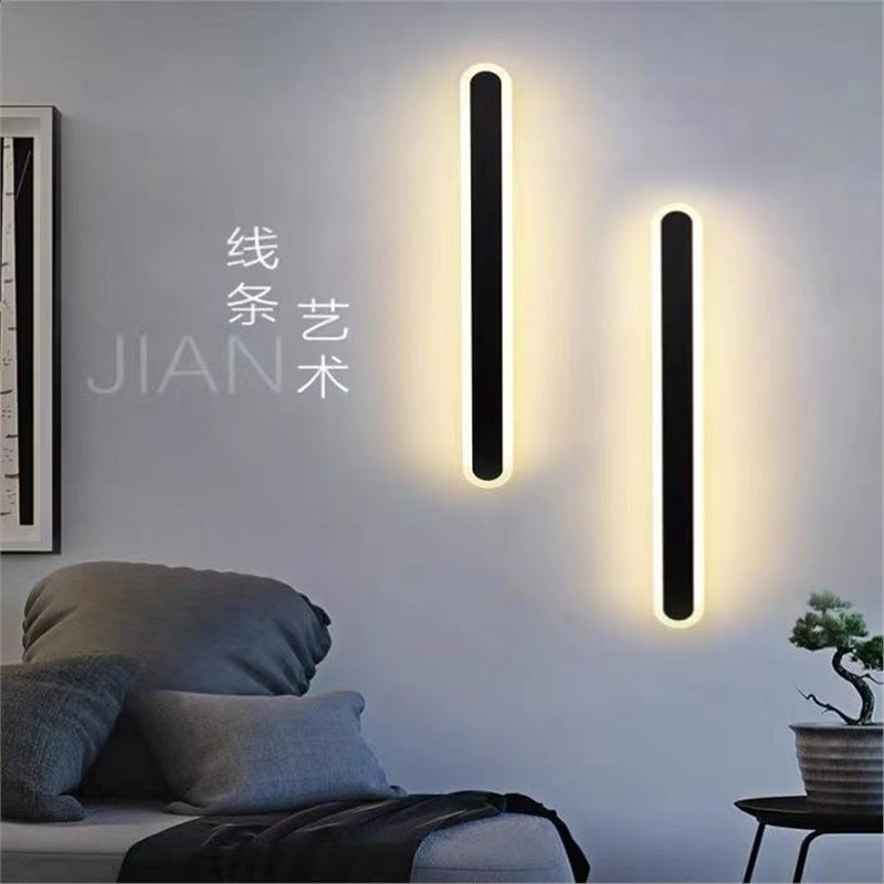 Nordic led wall lamp light luxury lighting casual linear lamp bedroom bedside wall lamp living room aisle normcore wall