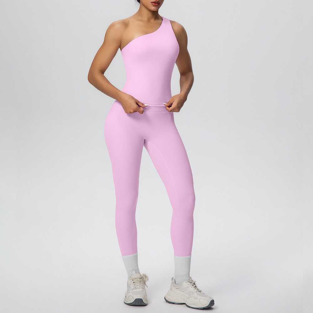 New arrival: barely-there feel, tight-fitting yoga set - one-shoulder, beautiful back, high-waisted, butt-lifting workout leggings - quick-dry running & fitness apparel