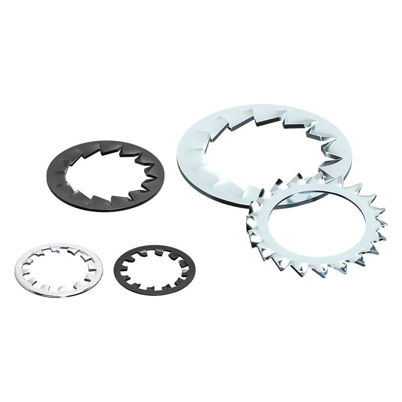 Carbon steel iron blue and white zinc plated black zinc inner tooth locking gasket inner and outer serrated anti-loose metal anti-return stop gasket
