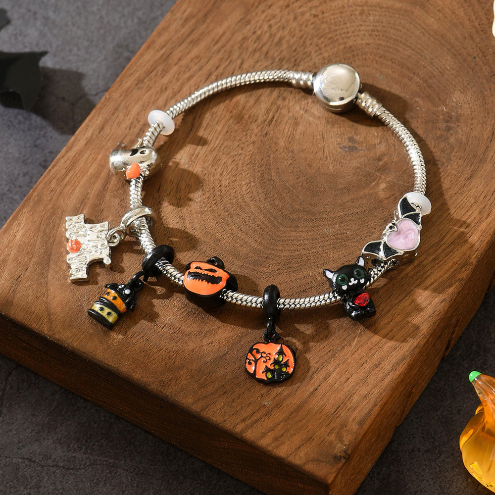 Halloween themed bracelet wholesale fashion cross-border jewelry niche ins cold hip-hop skull cat bracelet