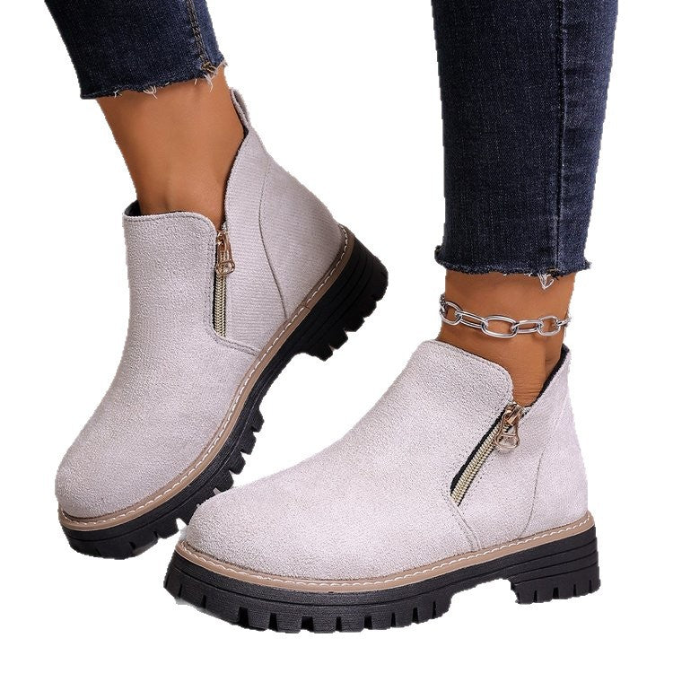 autumn new arrival: women's plus-size chunky leather boots for cross-border e-commerce. wholesale available. dropshipping to  and . (price difference: $0.67)