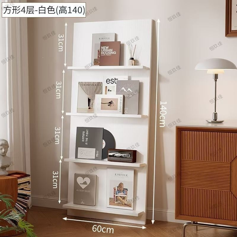 Magazine rack floor-standing storage rack wall-mounted book rack newspaper rack environmental-friendly multi-layer bookshelf medieval style reading bookshelf wood