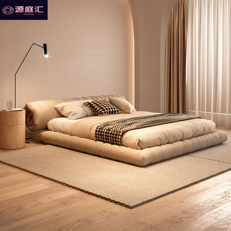 Fabric bed italian normcore wabi-sabi style master bedroom for home modern casual 15.18m m technology cloth bed flower roll bed