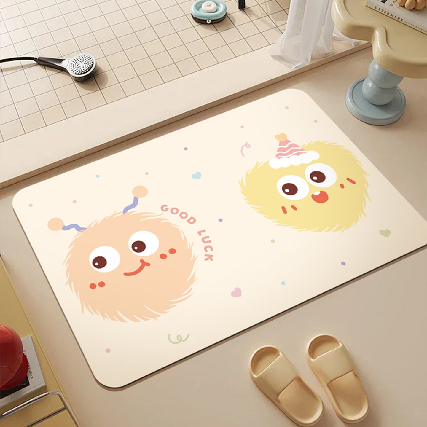 Soft diatom mud toilet floor mat bathroom absorbent non-slip mat cartoon toilet door mat toilet bathroom bathroom bathroom