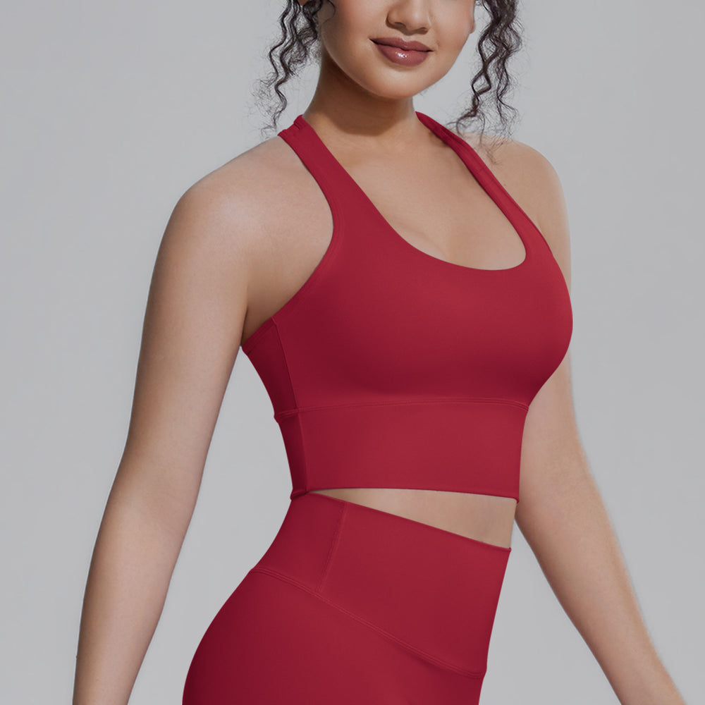 Naked-feel compression sports bra yoga top - quick-dry racerback workout tank with padded yoga bra