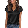 Women's satin t-shirt - spring/summer new arrivals -  us & european style - solid color business v-neck casual pullover top