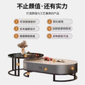 Italian light luxury oval glass coffee table living room home tea table high-end marble combination coffee table set