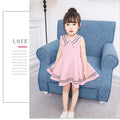 Summer new girls' clothing: stylish navy collar lace-trimmed dress for girls and young children - school uniform style - dropshipping available