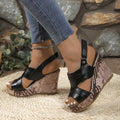 Wholesale women's plus size wedge heel sandals for cross-border e-commerce:  summer new fish mouth high heel platform velcro sandals