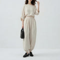 women's summer new arrivals:  cross-border fashion casual solid color one-shoulder loose fit pants set (us/eu style)