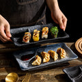 Sushi plate rectangular flat plate japanese ceramic tableware for homedumpling plate compartment plate creative western food plate dessert plate