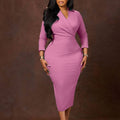 D3356exportplus size women's clothing new arrivalfashionv neckpure color hip pencil skirtsexy silm africandress