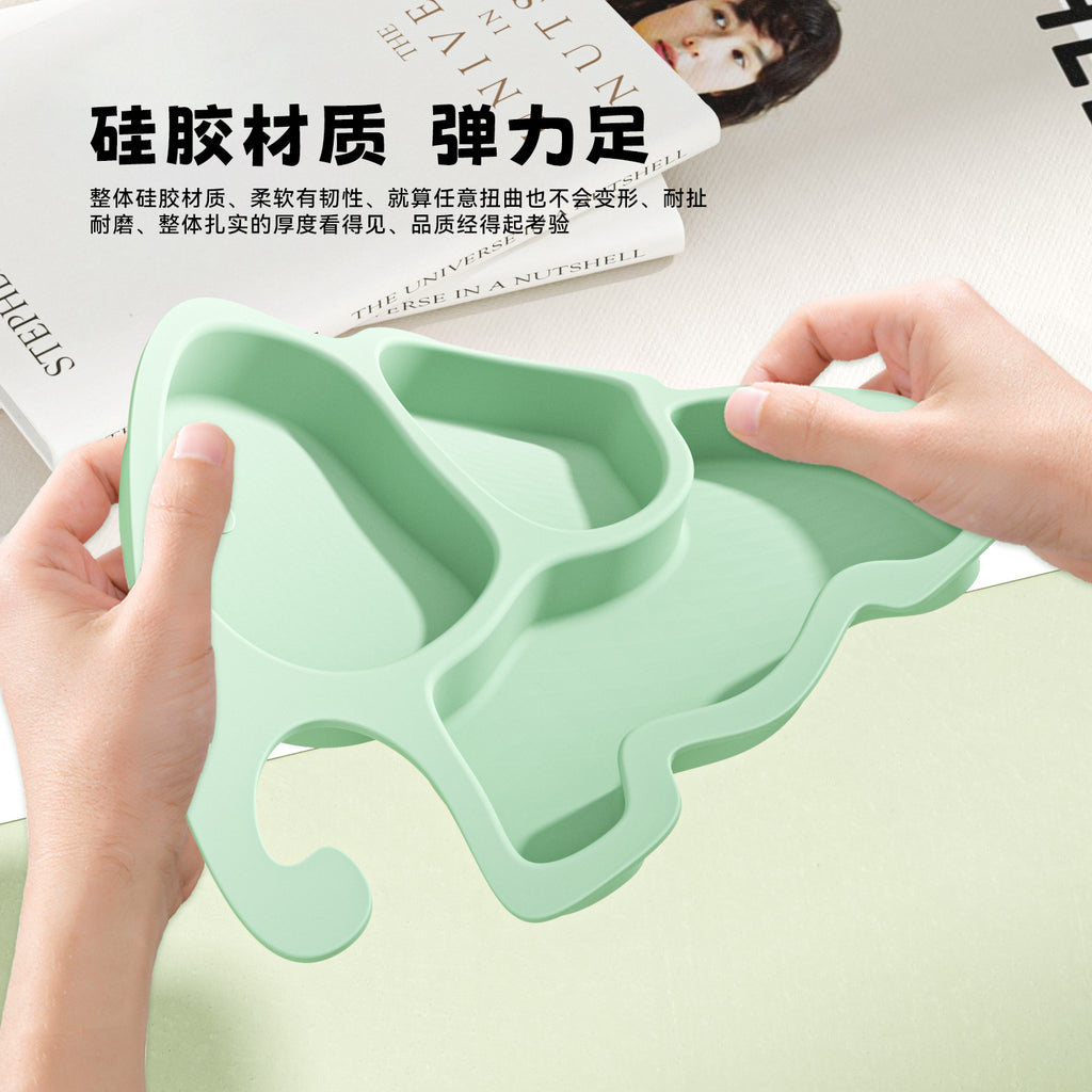 Elephant Silicone Plate Baby Children Grid Plate with Suction Cup Baby Bowl Cartoon Eating Supplementary Food Bowl Maternal and Infant Products