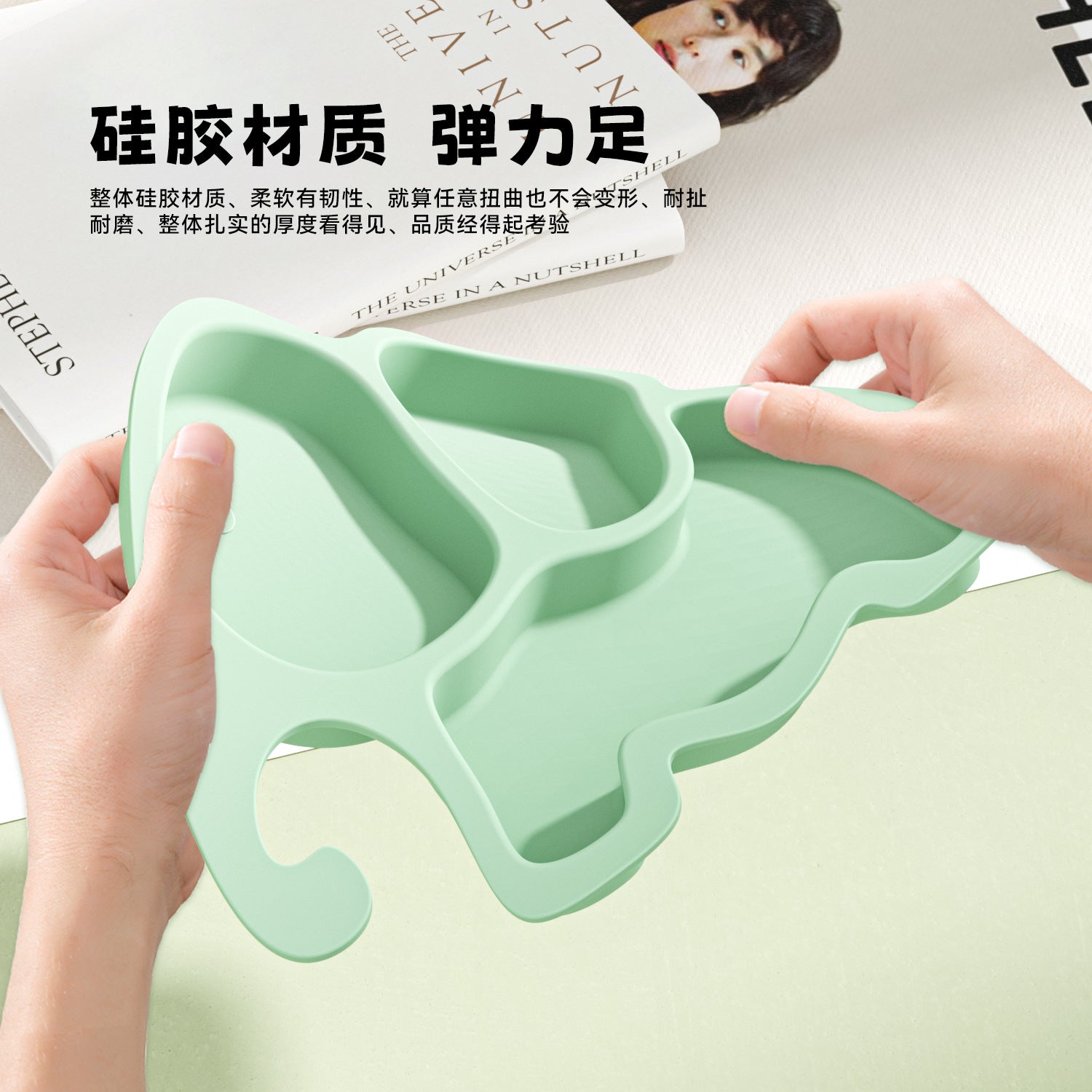 Elephant Silicone Plate Baby Children Grid Plate with Suction Cup Baby Bowl Cartoon Eating Supplementary Food Bowl Maternal and Infant Products