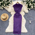 High and cold royal sister dress goddess elegant scheming pleated waist slimming look medium long hip skirt fashion long skirt
