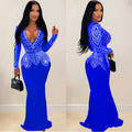 C7003 cross-border   independent station fashionfashion women's new hot diamond long skirt dress v neck